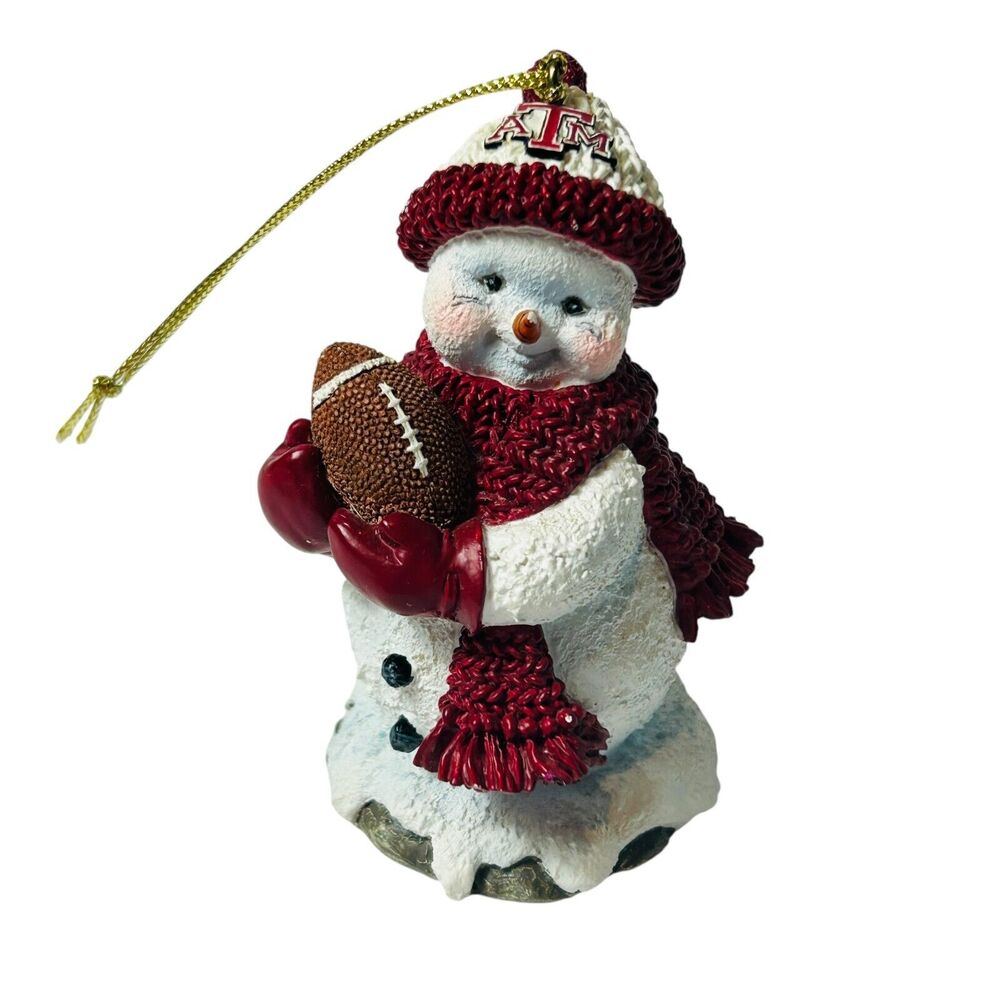 Vintage Snowman Texas A&M Christmas Ornament 2000 Henry Football Ridgewood Coll